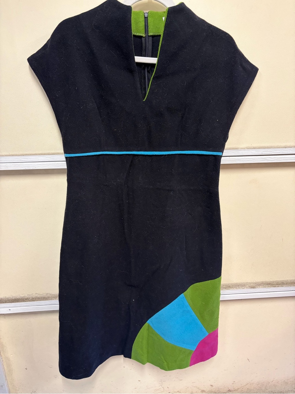 Divina Providencia Black Colorful Colorblock Designer Dress